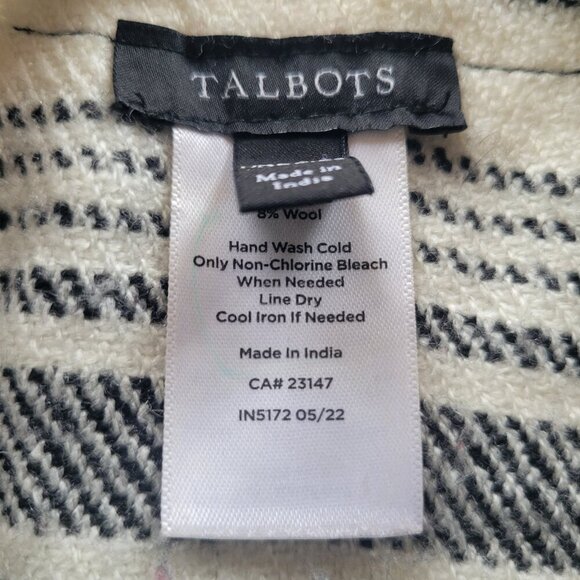 Talbots Black and White Wool Poncho (Size: One size fits most) - Picture 5 of 13